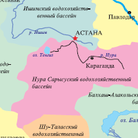 Карта речных бассейнов Казахстана